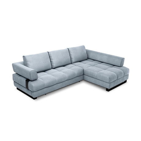 Clinton 5-Sitzer Ecksofa mit Schlaffunktion und Stauraum, Rechte Seite, aus Samt in Hellblau (Monolith 70), 272x173x89 cm von Cosmopolitan Design – Bild 1