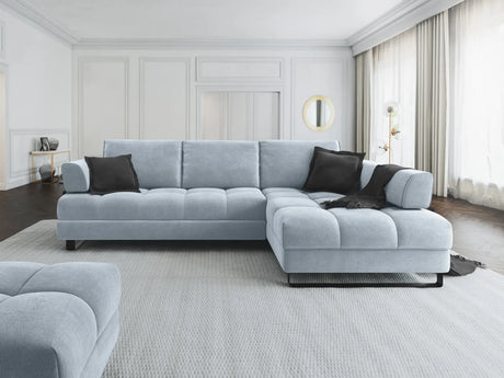 Clinton 5-Sitzer Ecksofa mit Schlaffunktion und Stauraum, Rechte Seite, aus Samt in Hellblau (Monolith 70), 272x173x89 cm von Cosmopolitan Design – Bild 2