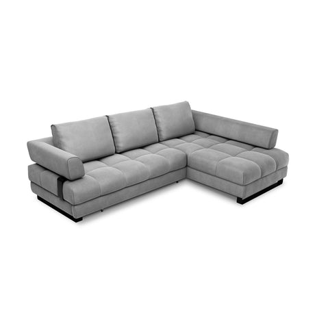 Clinton 5-Sitzer Ecksofa mit Schlaffunktion und Stauraum, Rechte Seite, aus Samt in Hellgrau (Monolith 84), 272x173x89 cm von Cosmopolitan Design – Bild 1