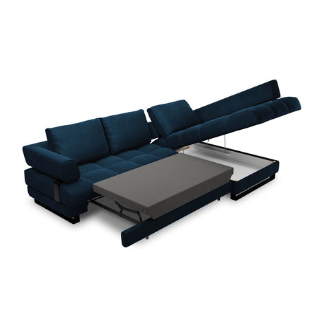 Clinton 5-Sitzer Ecksofa mit Schlaffunktion und Stauraum, Rechte Seite, aus Samt in Königsblau (Monolith 77), 272x173x89 cm von Cosmopolitan Design – Bild 7