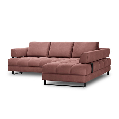 Clinton 5-Sitzer Ecksofa mit Schlaffunktion und Stauraum, Rechte Seite, aus Samt in Rosa (Monolith 63), 272x173x89 cm von Cosmopolitan Design – Bild 4