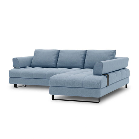 Clinton 5-Sitzer Ecksofa mit Schlaffunktion und Stauraum, Rechte Seite, aus Strukturierter Stoff in Blau (Solid 74), 272x173x89 cm von Cosmopolitan Design – Bild 4