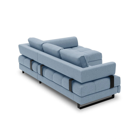 Clinton 5-Sitzer Ecksofa mit Schlaffunktion und Stauraum, Rechte Seite, aus Strukturierter Stoff in Blau (Solid 74), 272x173x89 cm von Cosmopolitan Design – Bild 5