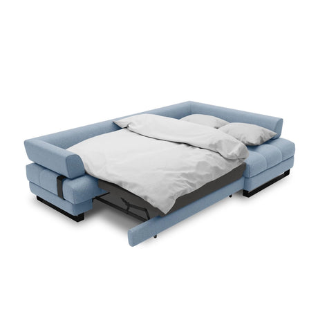 Clinton 5-Sitzer Ecksofa mit Schlaffunktion und Stauraum, Rechte Seite, aus Strukturierter Stoff in Blau (Solid 74), 272x173x89 cm von Cosmopolitan Design – Bild 6