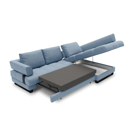 Clinton 5-Sitzer Ecksofa mit Schlaffunktion und Stauraum, Rechte Seite, aus Strukturierter Stoff in Blau (Solid 74), 272x173x89 cm von Cosmopolitan Design – Bild 7