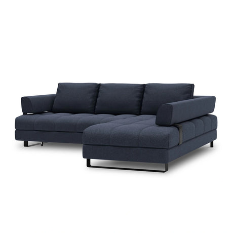 Clinton 5-Sitzer Ecksofa mit Schlaffunktion und Stauraum, Rechte Seite, aus Strukturierter Stoff in Dunkelblau (Solid 79), 272x173x89 cm von Cosmopolitan Design – Bild 4