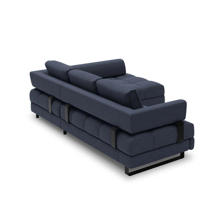 Clinton 5-Sitzer Ecksofa mit Schlaffunktion und Stauraum, Rechte Seite, aus Strukturierter Stoff in Dunkelblau (Solid 79), 272x173x89 cm von Cosmopolitan Design – Bild 5