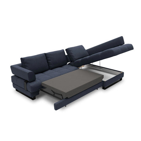 Clinton 5-Sitzer Ecksofa mit Schlaffunktion und Stauraum, Rechte Seite, aus Strukturierter Stoff in Dunkelblau (Solid 79), 272x173x89 cm von Cosmopolitan Design – Bild 7
