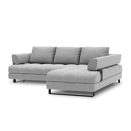 Clinton 5-Sitzer Ecksofa mit Schlaffunktion und Stauraum, Rechte Seite, aus Strukturierter Stoff in Grau (Solid 89), 272x173x89 cm von Cosmopolitan Design – Bild 4