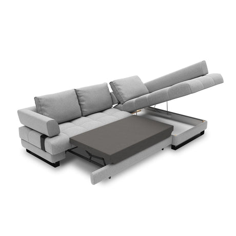 Clinton 5-Sitzer Ecksofa mit Schlaffunktion und Stauraum, Rechte Seite, aus Strukturierter Stoff in Grau (Solid 89), 272x173x89 cm von Cosmopolitan Design – Bild 7