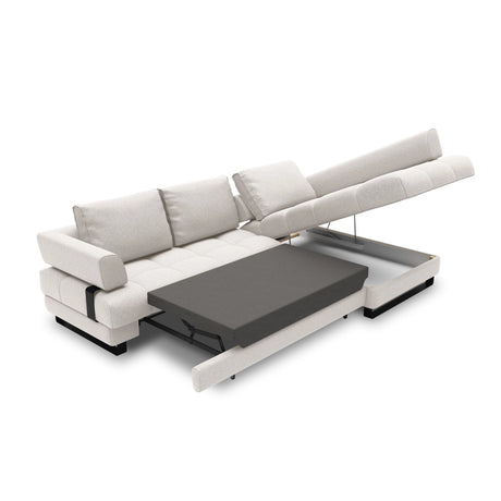 Clinton 5-Sitzer Ecksofa mit Schlaffunktion und Stauraum, Rechte Seite, aus Strukturierter Stoff in Hellgrau (Solid 06), 272x173x89 cm von Cosmopolitan Design – Bild 7