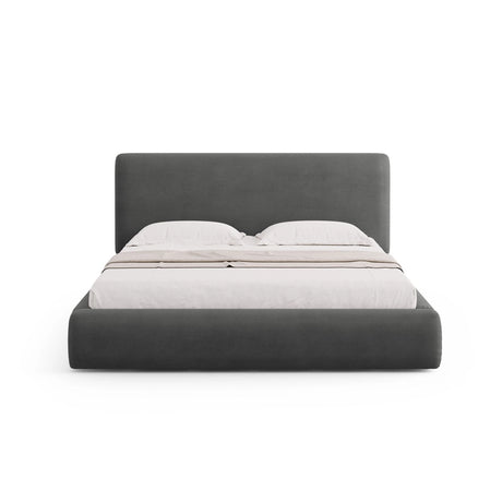 Colonel Bett mit Kopfteil und Stauraum aus Chenille in Dunkelgrau (Rebel 3), 140x200 cm von Cosmopolitan Design – Bild 3