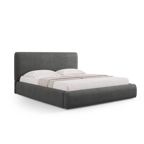 Colonel Bett mit Kopfteil und Stauraum aus Chenille in Dunkelgrau (Rebel 3), 200x200 cm von Cosmopolitan Design – Bild 1