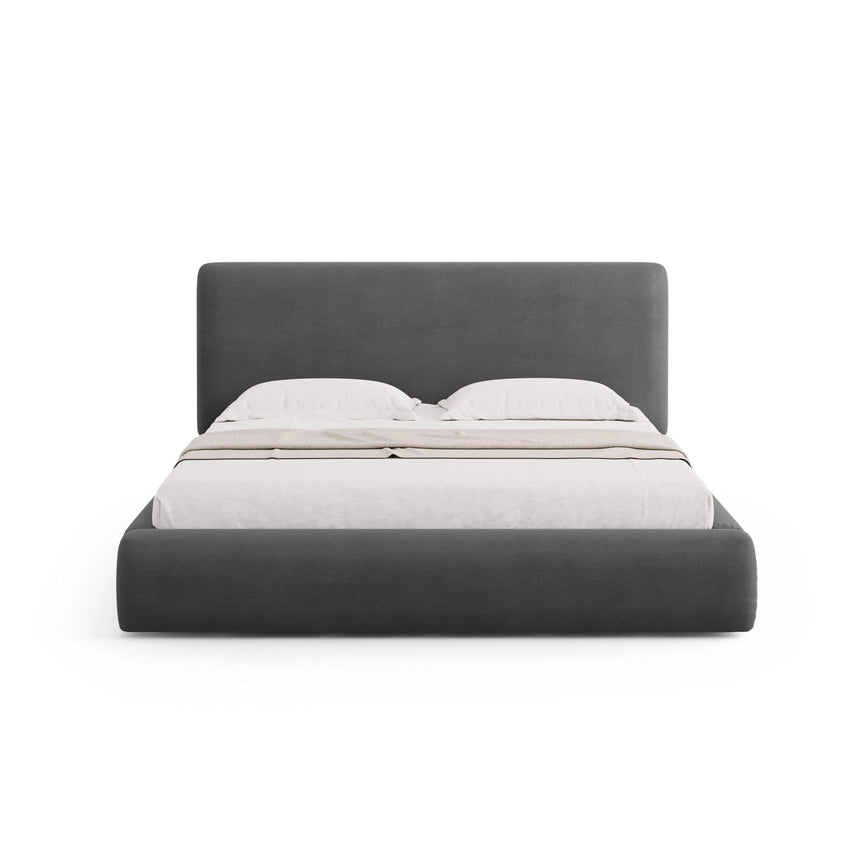Colonel Bett mit Kopfteil und Stauraum aus Chenille in Dunkelgrau (Rebel 3), 200x200 cm von Cosmopolitan Design – Bild 3