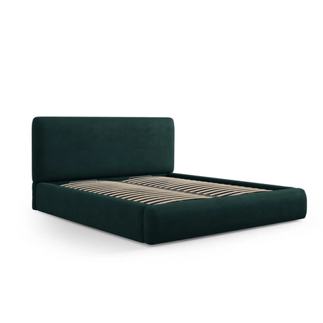 Colonel Bett mit Kopfteil und Stauraum aus Chenille in Flaschengrün (Rebel 16), 200x200 cm von Cosmopolitan Design – Bild 4