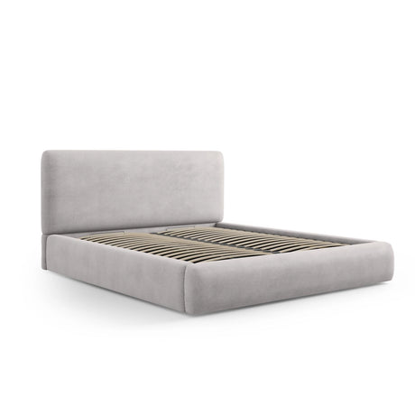 Colonel Bett mit Kopfteil und Stauraum aus Chenille in Hellgrau (Rebel 5), 140x200 cm von Cosmopolitan Design – Bild 4