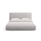 Colonel Bett mit Kopfteil und Stauraum aus Chenille in Hellgrau (Rebel 5), 160x200 cm von Cosmopolitan Design – Bild 3