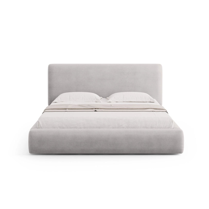 Colonel Bett mit Kopfteil und Stauraum aus Chenille in Hellgrau (Rebel 5), 180x200 cm von Cosmopolitan Design – Bild 3