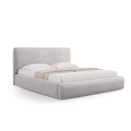 Colonel Bett mit Kopfteil und Stauraum aus Chenille in Hellgrau (Rebel 5), 200x200 cm von Cosmopolitan Design – Bild 1