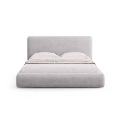 Colonel Bett mit Kopfteil und Stauraum aus Chenille in Hellgrau (Rebel 5), 200x200 cm von Cosmopolitan Design – Bild 3