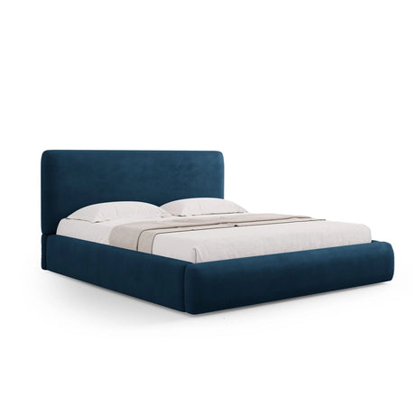 Colonel Bett mit Kopfteil und Stauraum aus Chenille in Königsblau (Rebel 12), 200x200 cm von Cosmopolitan Design – Bild 1