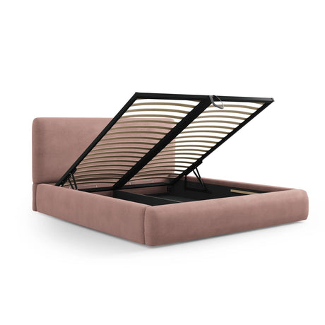 Colonel Bett mit Kopfteil und Stauraum aus Chenille in Rosa (Rebel 7), 200x200 cm von Cosmopolitan Design – Bild 5