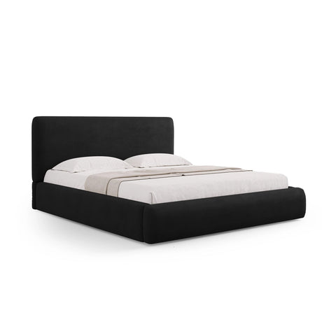 Colonel Bett mit Kopfteil und Stauraum aus Chenille in Schwarz (Rebel 1), 160x200 cm von Cosmopolitan Design – Bild 1