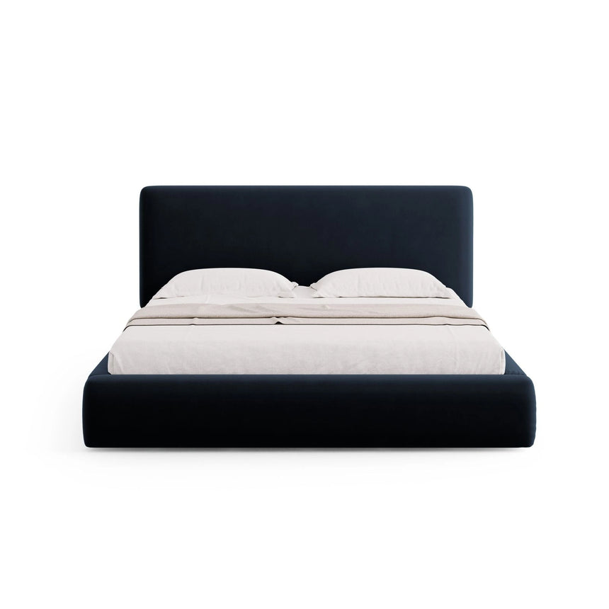 Colonel Bett mit Kopfteil und Stauraum aus Samt in Dunkelblau (Riviera 79), 180x200 cm von Cosmopolitan Design – Bild 4
