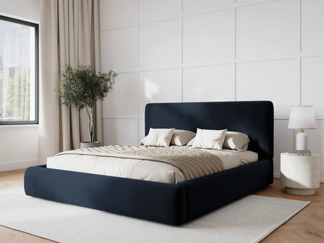 Colonel Bett mit Kopfteil und Stauraum aus Samt in Dunkelblau (Riviera 79), 200x200 cm von Cosmopolitan Design – Bild 2