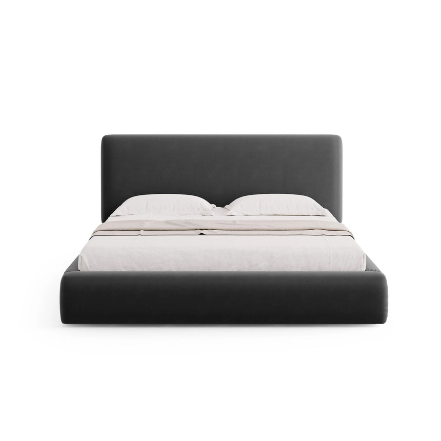 Colonel Bett mit Kopfteil und Stauraum aus Samt in Dunkelgrau (Riviera 95), 180x200 cm von Cosmopolitan Design – Bild 4