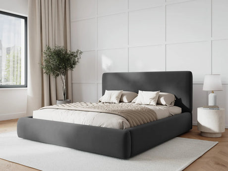Colonel Bett mit Kopfteil und Stauraum aus Samt in Dunkelgrau (Riviera 95), 200x200 cm von Cosmopolitan Design – Bild 2