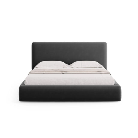 Colonel Bett mit Kopfteil und Stauraum aus Samt in Dunkelgrau (Riviera 95), 200x200 cm von Cosmopolitan Design – Bild 4