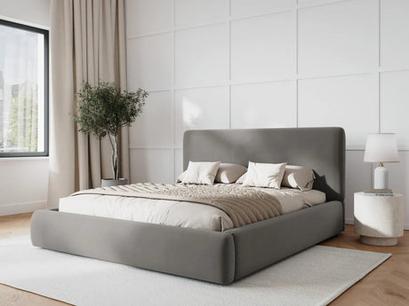 Colonel Bett mit Kopfteil und Stauraum aus Samt in Hellgrau (Riviera 91), 140x200 cm von Cosmopolitan Design – Bild 2