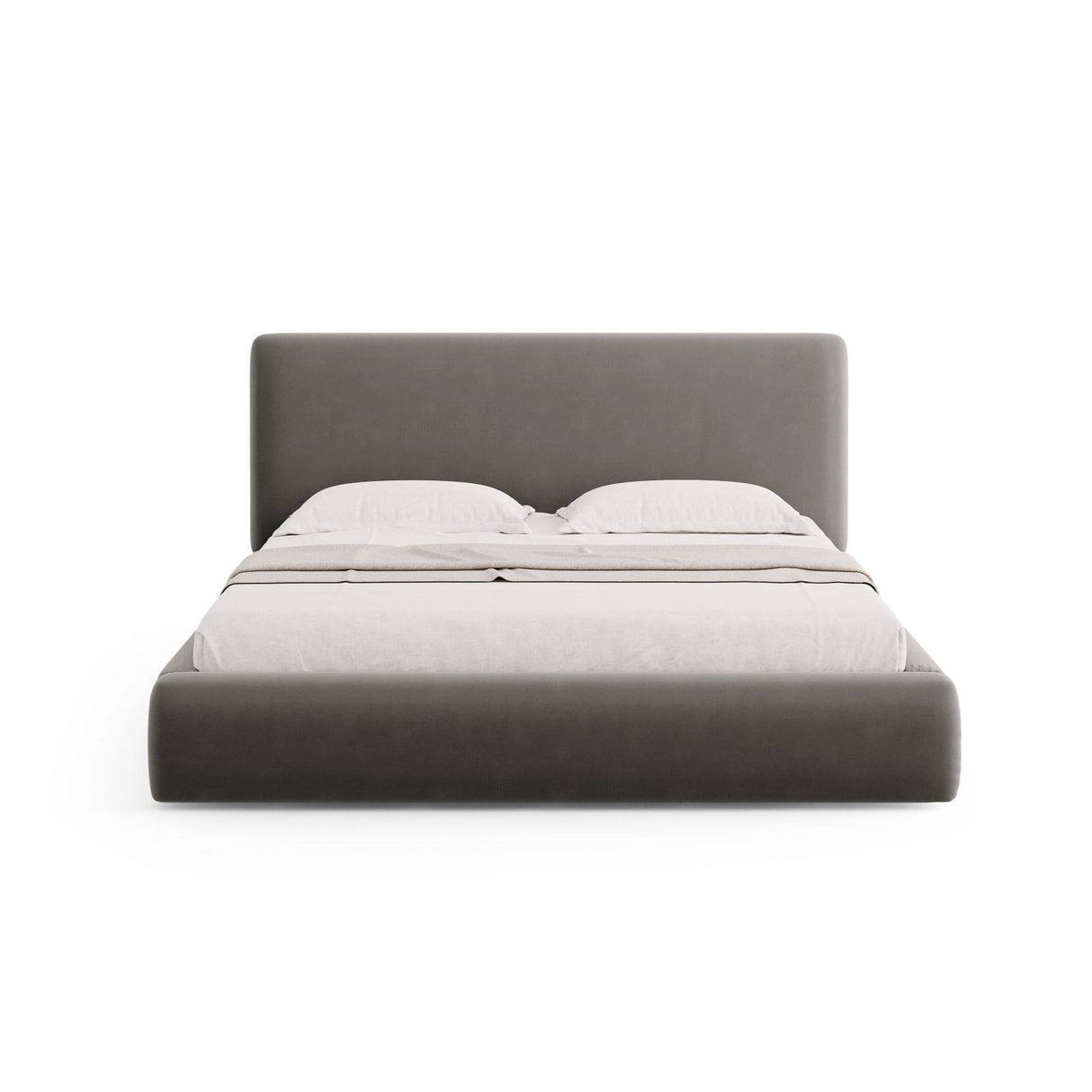 Colonel Bett mit Kopfteil und Stauraum aus Samt in Hellgrau (Riviera 91), 140x200 cm von Cosmopolitan Design – Bild 4