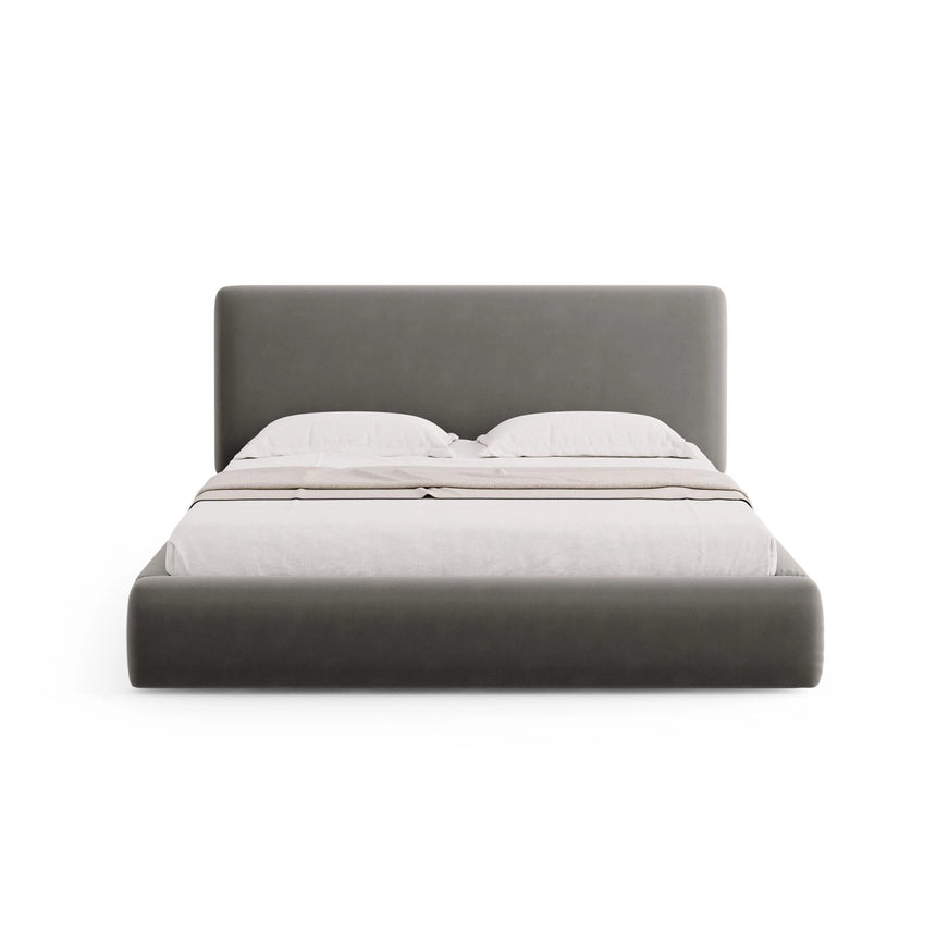 Colonel Bett mit Kopfteil und Stauraum aus Samt in Hellgrau (Riviera 91), 140x200 cm von Cosmopolitan Design – Bild 4