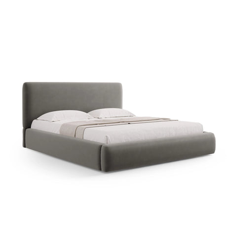 Colonel Bett mit Kopfteil und Stauraum aus Samt in Hellgrau (Riviera 91), 200x200 cm von Cosmopolitan Design – Bild 1