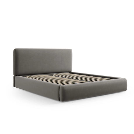 Colonel Bett mit Kopfteil und Stauraum aus Samt in Hellgrau (Riviera 91), 200x200 cm von Cosmopolitan Design – Bild 5