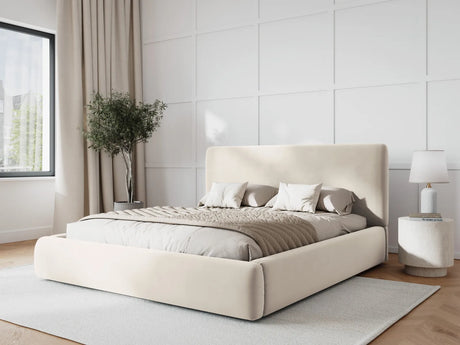 Colonel Bett mit Kopfteil und Stauraum aus Samt in Leichtes Beige (Riviera 21), 200x200 cm von Cosmopolitan Design – Bild 2
