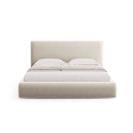 Colonel Bett mit Kopfteil und Stauraum aus Samt in Leichtes Beige (Riviera 21), 200x200 cm von Cosmopolitan Design – Bild 4