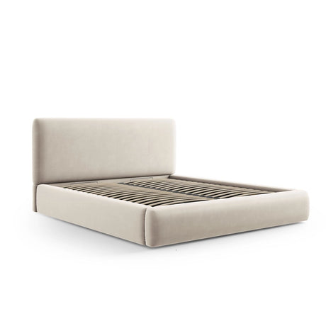 Colonel Bett mit Kopfteil und Stauraum aus Samt in Leichtes Beige (Riviera 21), 200x200 cm von Cosmopolitan Design – Bild 5