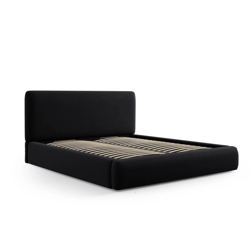 Colonel Bett mit Kopfteil und Stauraum aus Samt in Schwarz (Riviera 100), 140x200 cm von Cosmopolitan Design – Bild 5