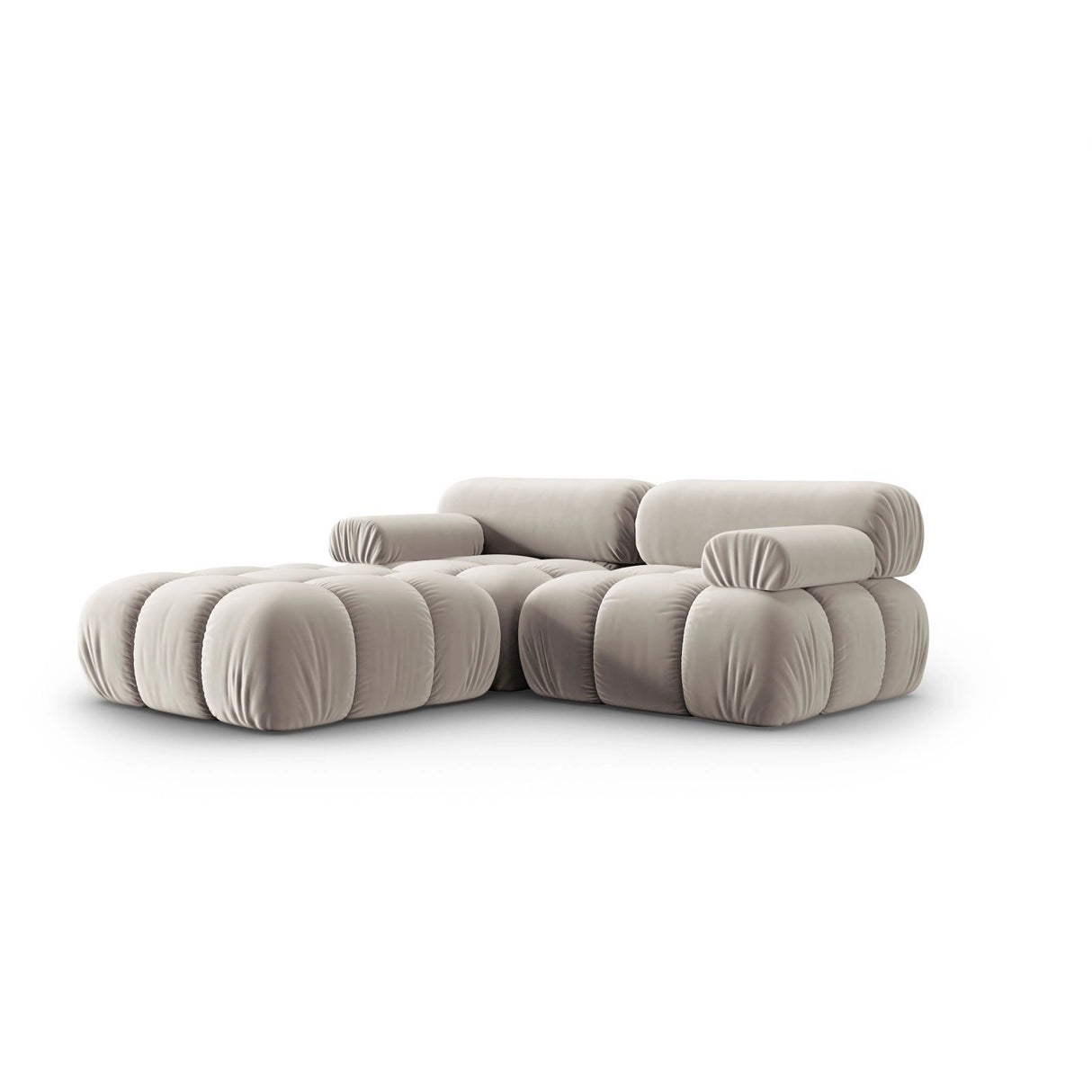 Cortina Modulares 3-Sitzer Ecksofa, Linke Seite, aus Samt in Dunkelbeige (Bluvel 30), 188x188 cm von Cosmopolitan Design – Bild 3