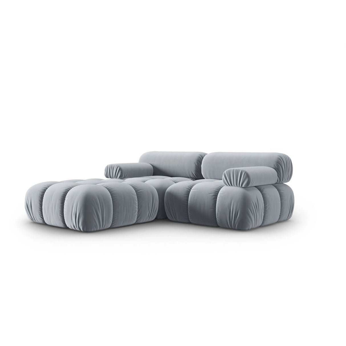 Cortina Modulares 3-Sitzer Ecksofa, Linke Seite, aus Samt in Hellblau (Bluvel 06), 188x188 cm von Cosmopolitan Design – Bild 3