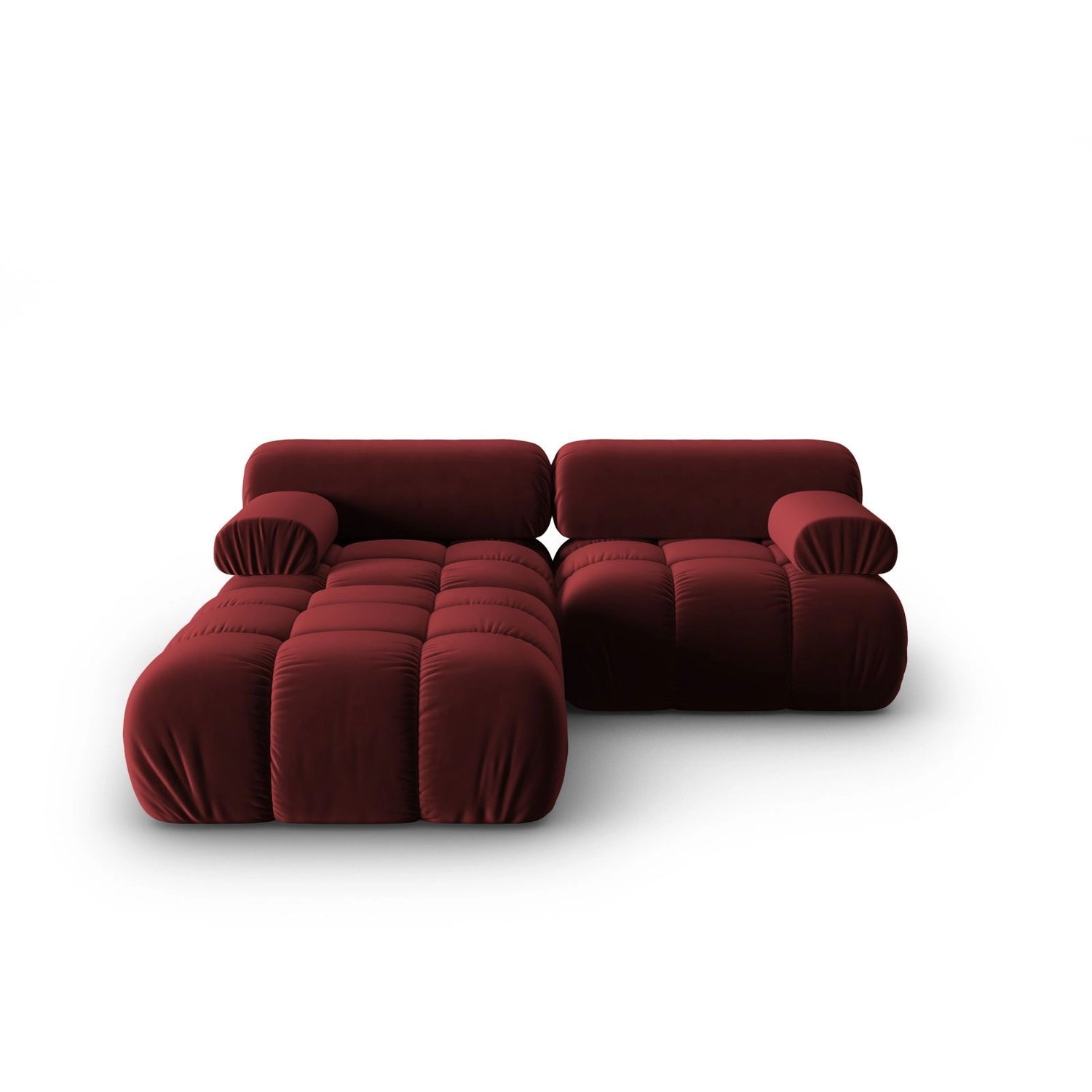 Cortina Modulares 3-Sitzer Ecksofa, Linke Seite, aus Samt in Rot (Bluvel 59), 188x188 cm von Cosmopolitan Design – Bild 1