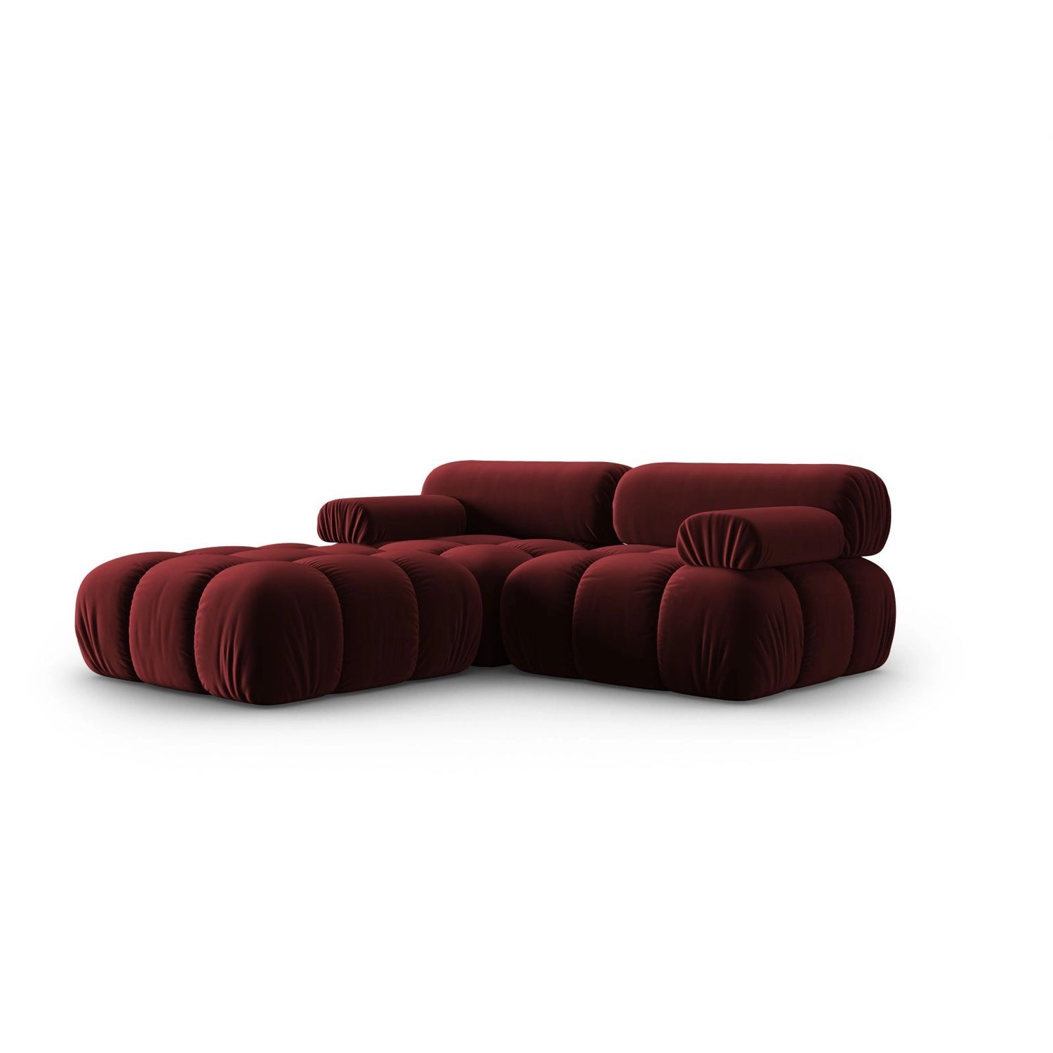 Cortina Modulares 3-Sitzer Ecksofa, Linke Seite, aus Samt in Rot (Bluvel 59), 188x188 cm von Cosmopolitan Design – Bild 3