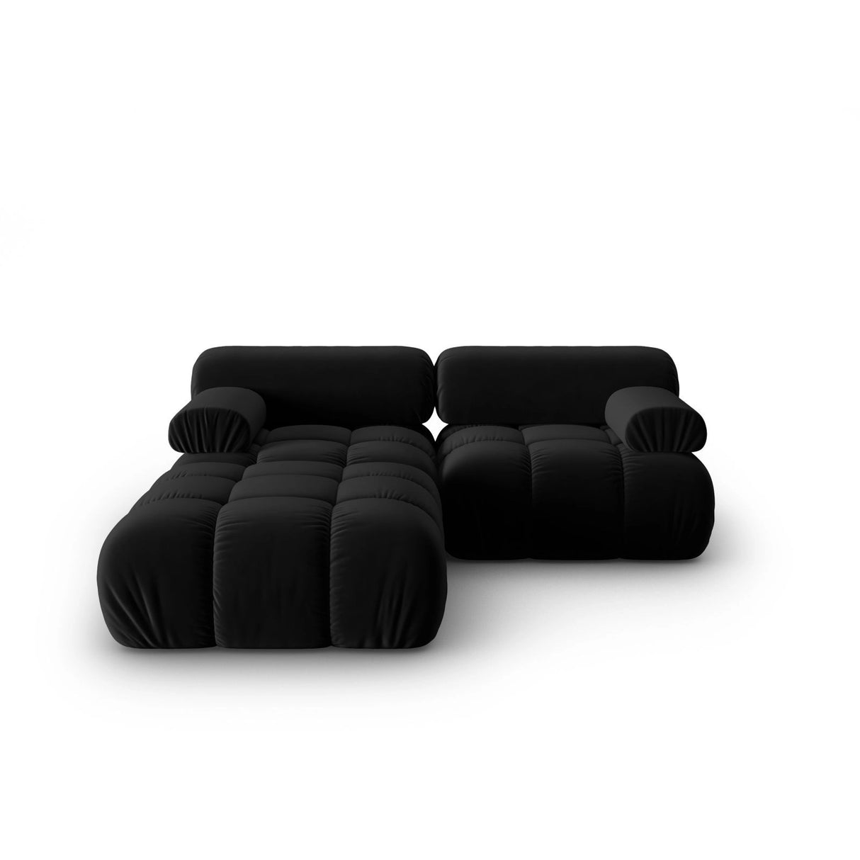 Cortina Modulares 3-Sitzer Ecksofa, Linke Seite, aus Samt in Schwarz (Bluvel 19), 188x188 cm von Cosmopolitan Design – Bild 1
