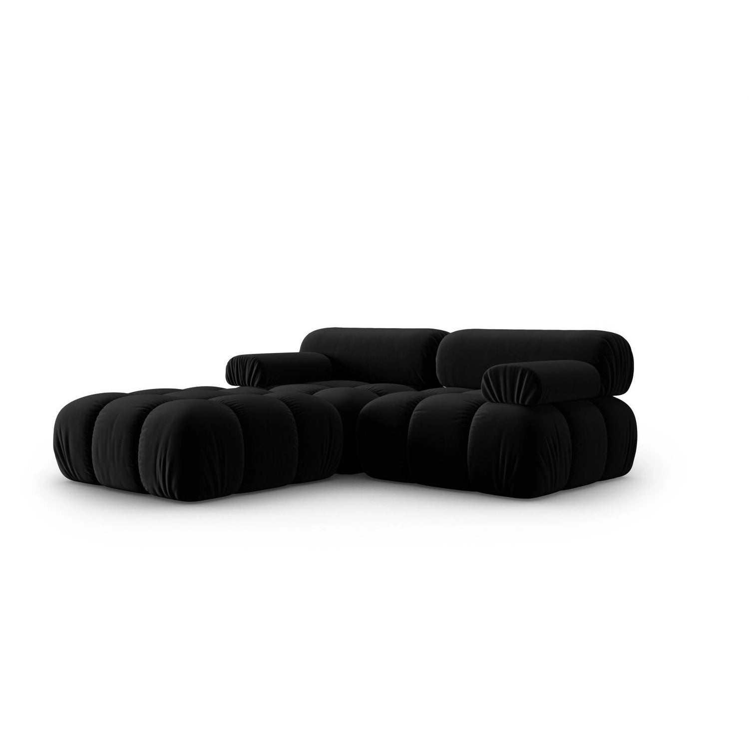 Cortina Modulares 3-Sitzer Ecksofa, Linke Seite, aus Samt in Schwarz (Bluvel 19), 188x188 cm von Cosmopolitan Design – Bild 3
