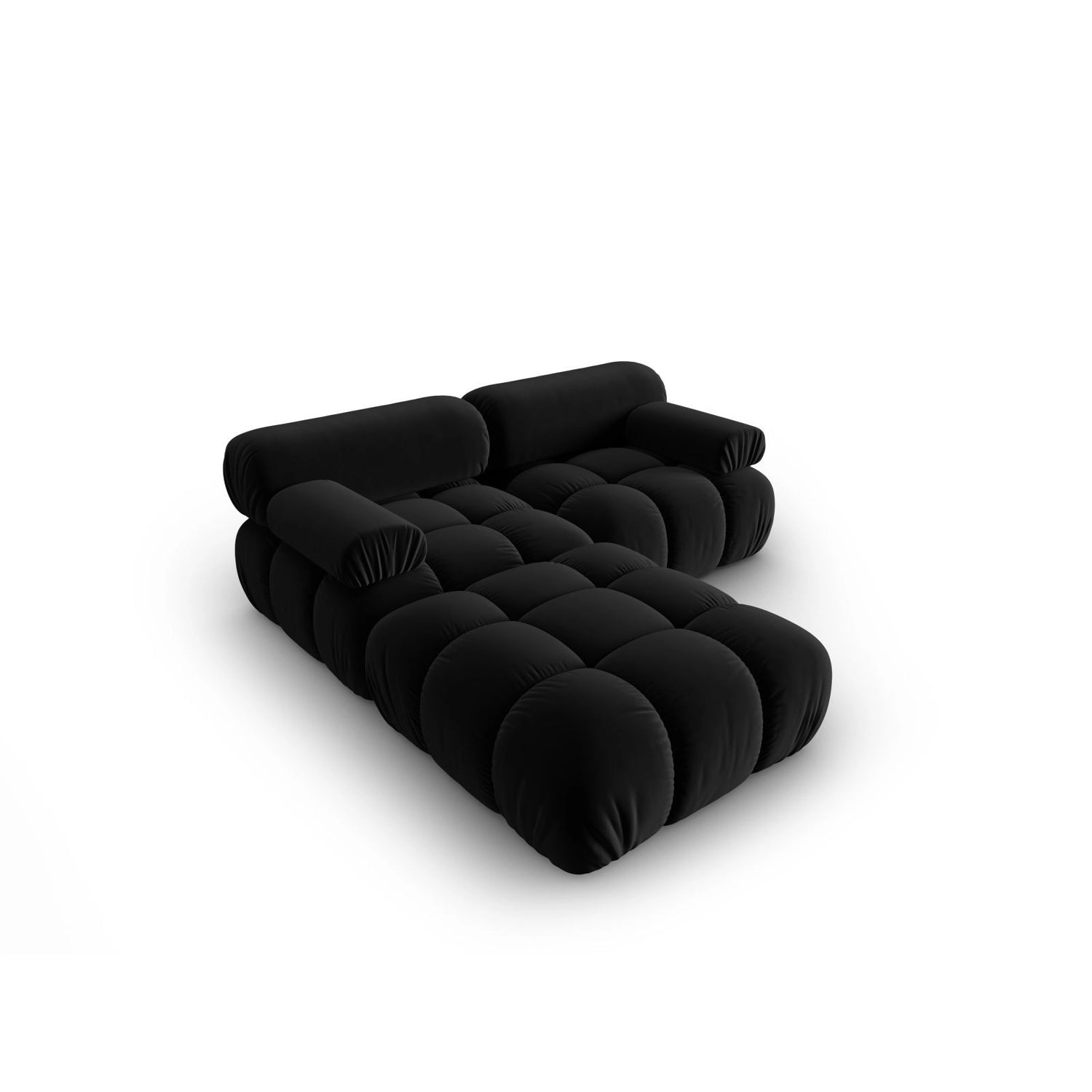 Cortina Modulares 3-Sitzer Ecksofa, Linke Seite, aus Samt in Schwarz (Bluvel 19), 188x188 cm von Cosmopolitan Design – Bild 4