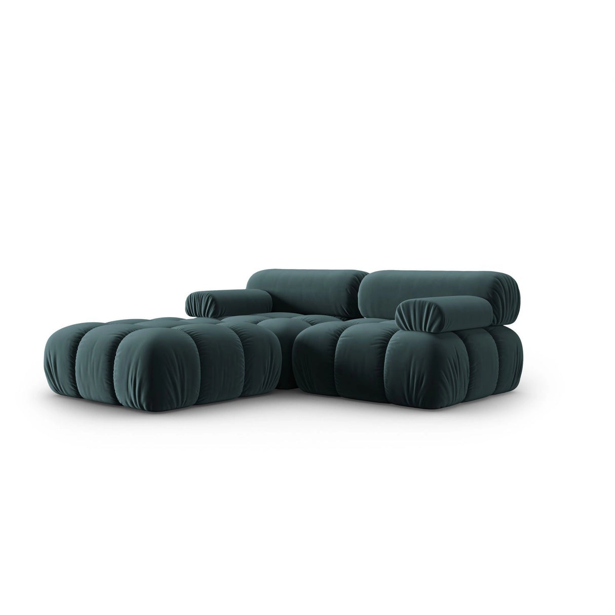 Cortina Modulares 3-Sitzer Ecksofa, Linke Seite, aus Samt in Türkis (Bluvel 85), 188x188 cm von Cosmopolitan Design – Bild 3