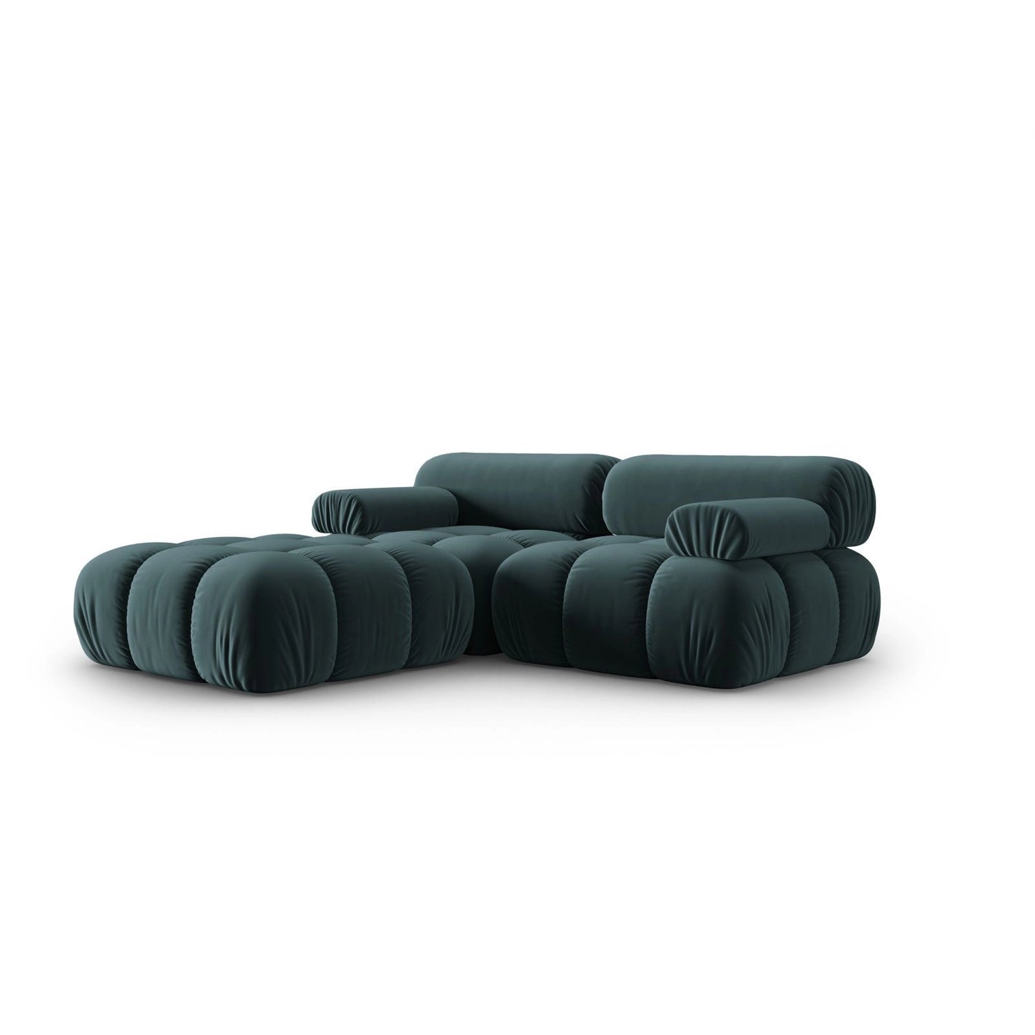 Cortina Modulares 3-Sitzer Ecksofa, Linke Seite, aus Samt in Türkis (Bluvel 85), 188x188 cm von Cosmopolitan Design – Bild 3